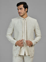 Cream wedding wear linen jodhpuri suit
