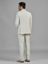 Cream wedding wear linen jodhpuri suit