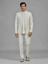 Cream wedding wear linen jodhpuri suit