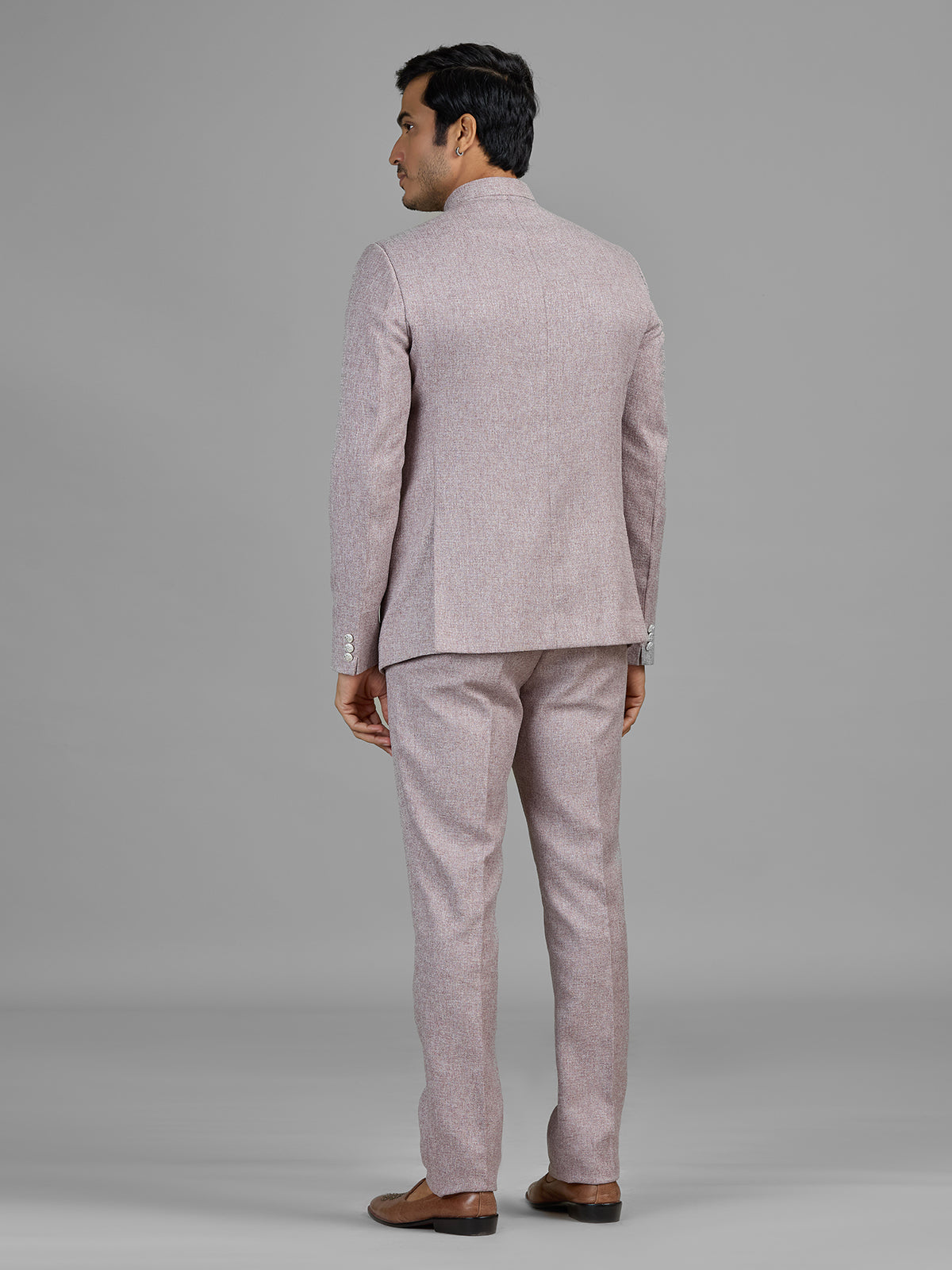 Lilac purple terry rayon jodhpuri suit with embellished crest