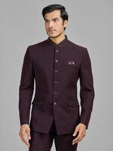 Wine terry rayon jodhpuri suit for wedding celebrations