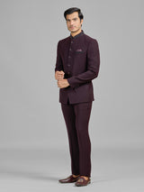 Wine terry rayon jodhpuri suit for wedding celebrations