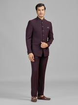 Wine terry rayon jodhpuri suit for wedding celebrations