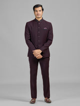 Wine terry rayon jodhpuri suit for wedding celebrations