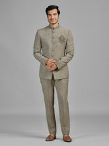 Stone beige terry rayon jodhpuri suit for men