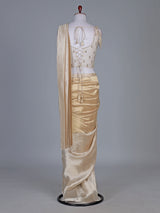 Cream and gold chiffon shaded designer ready saree