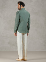 Green linen waistcoat set for festive occasions