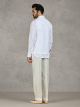 White linen waistcoat set with intricate zardosi work