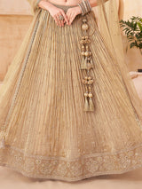 Beige silk embroidered work designer lehenga choli