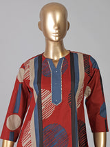 Maroon straight cut cotton kurti set