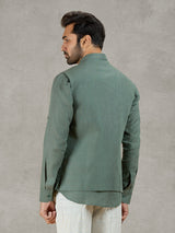 Green linen waistcoat with shirt for festive occasions