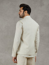Beige linen festive waistcoat with shirt and elegant detailing