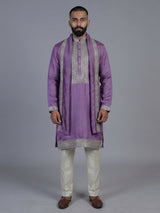 Purple silk embroidered festive kurta suit with dupatta