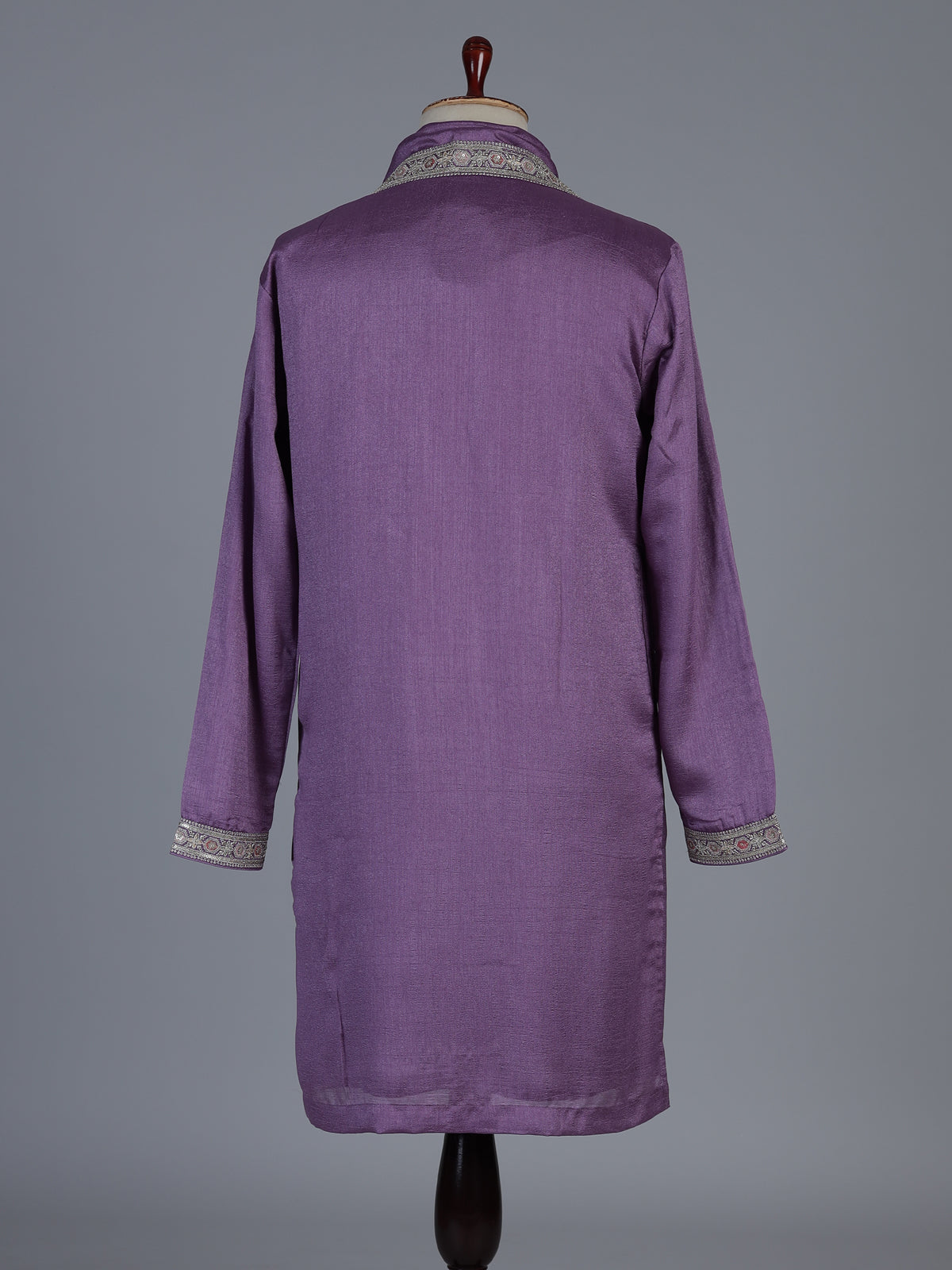 Purple silk embroidered festive kurta suit with dupatta