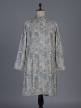 Stone blue textured cotton silk festive kurta suit