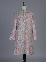 Off white floral silk festive kurta suit for men