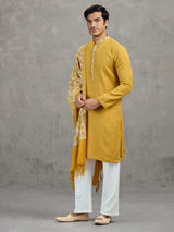 Mustard yellow pashmina silk festive kurta suit with dupatta