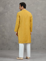 Mustard yellow pashmina silk festive kurta suit with dupatta