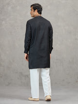 Black pashmina silk embroidered festive kurta suit with dupatta