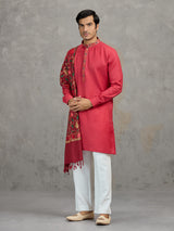 Pink pashmina silk festive embroidered kurta suit with dupatta