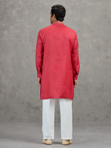 Pink pashmina silk festive embroidered kurta suit with dupatta