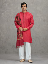 Pink pashmina silk festive embroidered kurta suit with dupatta