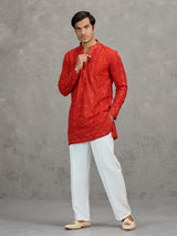Orange georgette embroidered haldi festive kurta suit
