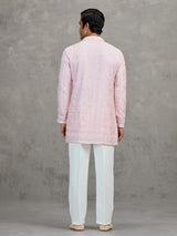 Pink georgette embroidered reception wear kurta suit