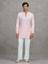 Pink georgette embroidered reception wear kurta suit