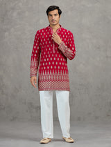 Rani pink georgette embroidered festive kurta suit