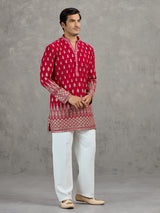 Rani pink georgette embroidered festive kurta suit
