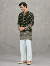Mehendi green georgette embroidered traditional kurta suit