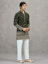 Mehendi green georgette embroidered traditional kurta suit