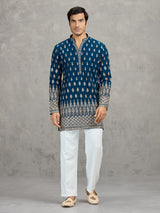 Teal blue georgette designer embroidered kurta suit