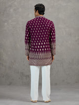Wine georgette embroidered festive kurta suit