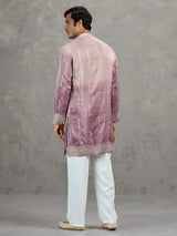 Lilac purple shaded tissue embroidered festive kurta suit