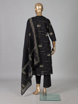 Black silk printed straight cut festive kurti set