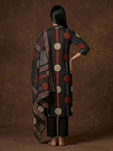 Black straight cut cotton kurti set