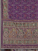 Regal purple art patola silk saree with embellished geometric weave