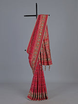 Rani pink art patola silk saree with radiant embellishments
