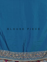 Blue art patola silk saree with ajrakh inspired motifs