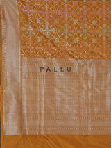 Mustard yellow banarasi silk saree with meenakari zari elegance