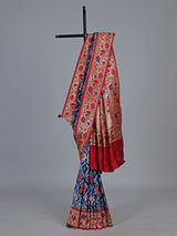 Navy blue pure banarasi silk saree with meenakari accents