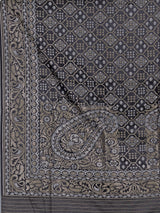 Black banarasi silk saree with geometric zari weave