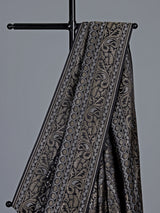 Black banarasi silk saree with geometric zari weave
