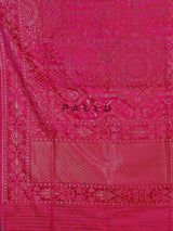 Rani pink banarasi silk saree with floral zari artistry