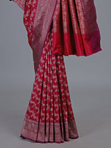 Crimson red banarasi silk saree with classic zari motifs