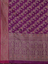 Violet banarasi silk saree with intricate zari border