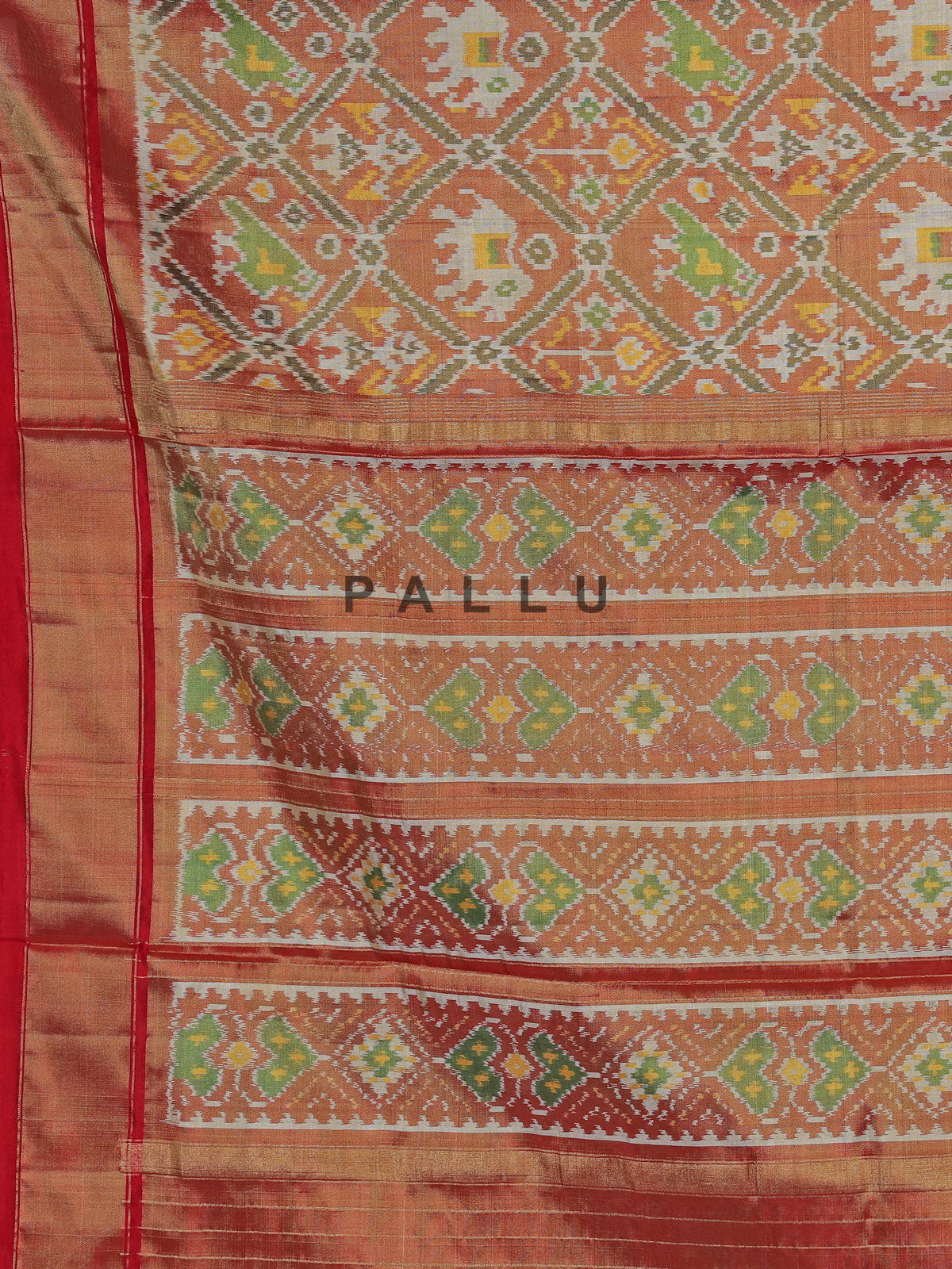 Light brown hyderabadi patola silk saree with heritage motifs