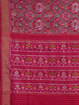 Fuchsia magenta hyderabadi patola silk saree with geometric weave